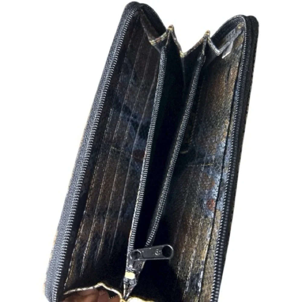 Carlos Falchi Elegant Gold and Black Women's Snake Print Clutch